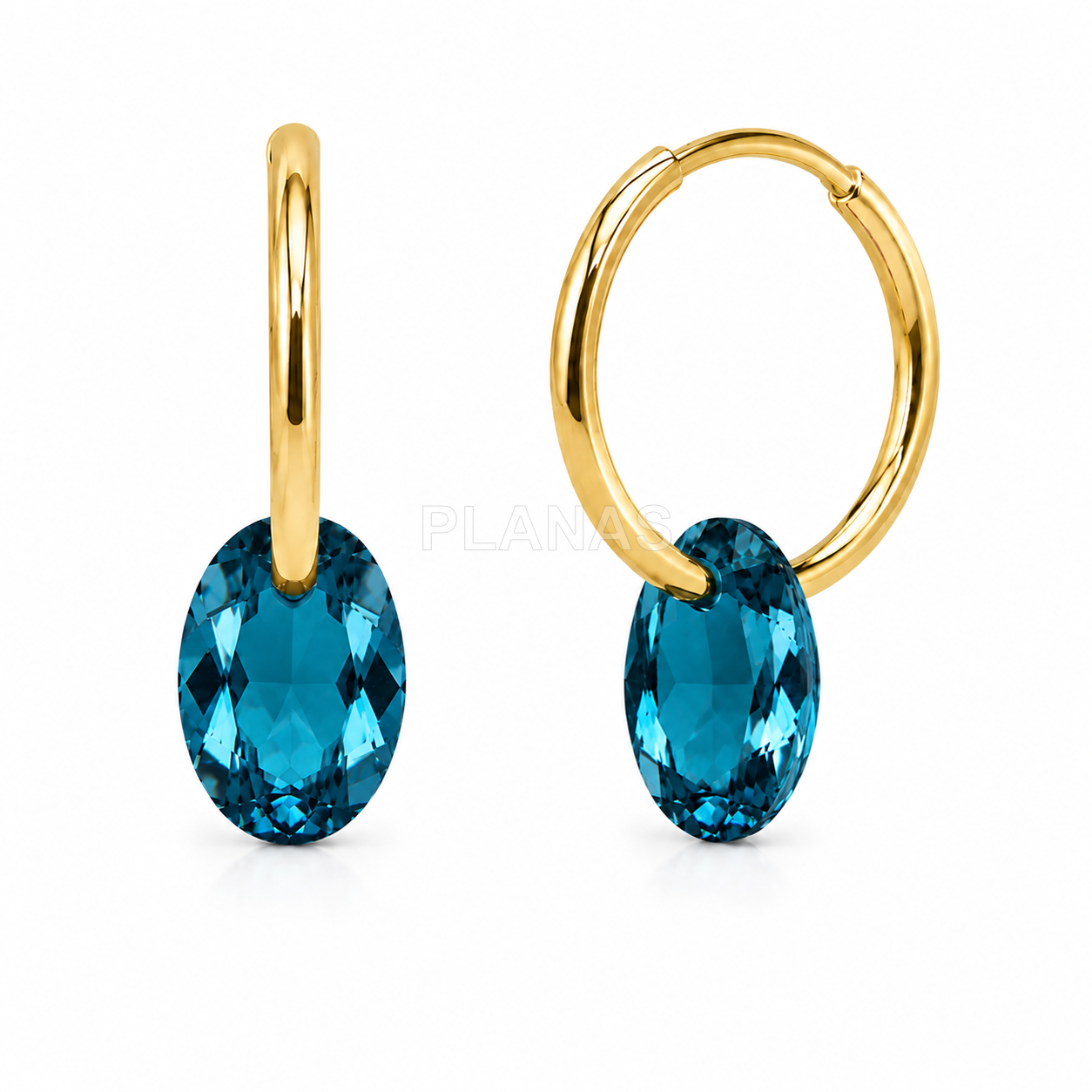 Pendientes en Plata de ley y Baño Oro con Componente Swarovski. 