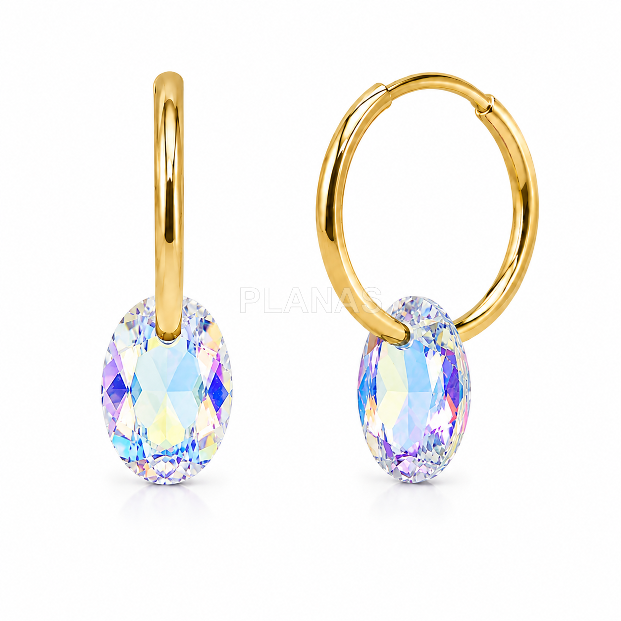 Pendientes en Plata de ley y Baño Oro con Componente Swarovski. 