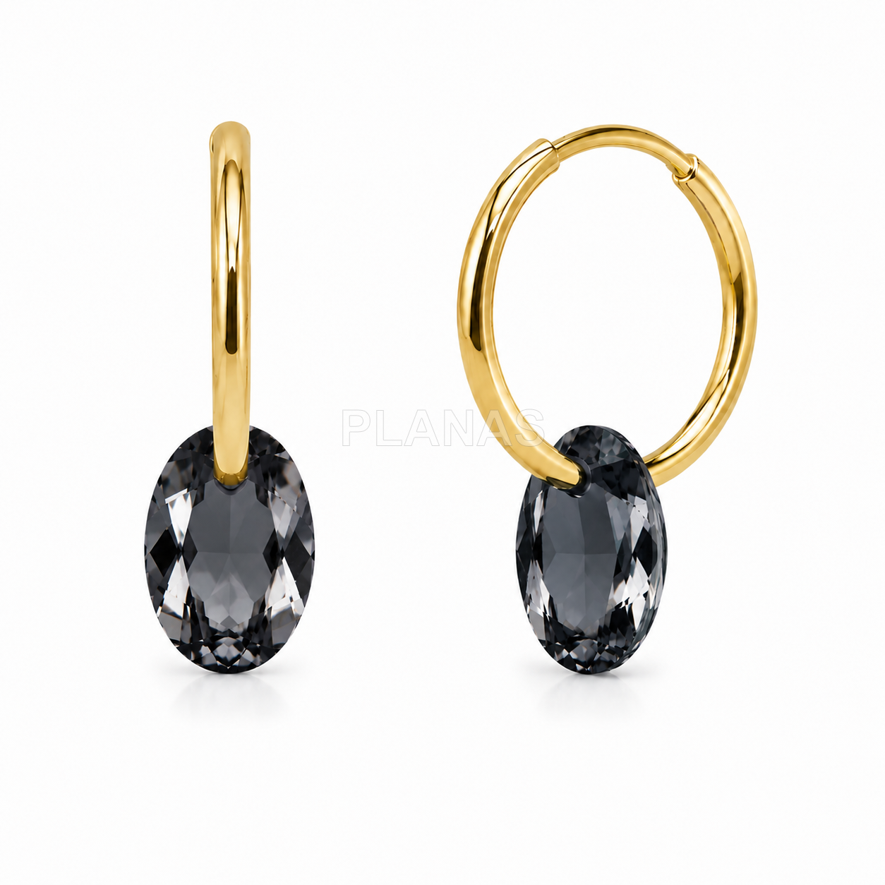 Pendientes en Plata de ley y Baño Oro con Componente Swarovski. 