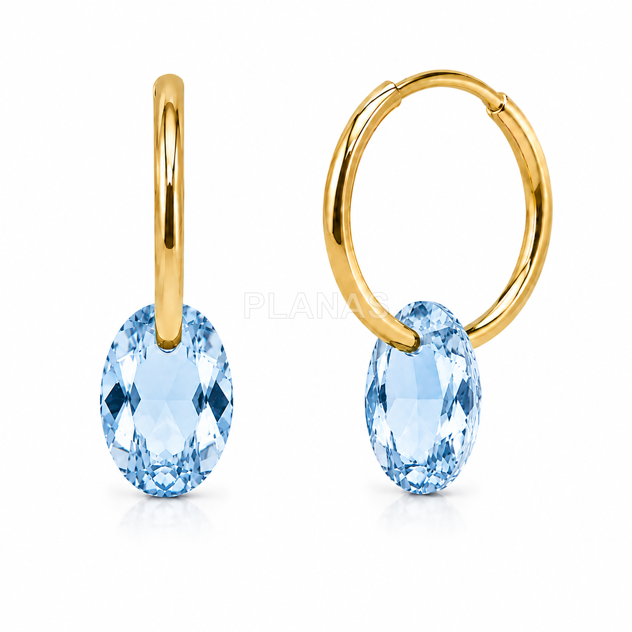 Pendientes en Plata de ley y Baño Oro con Componente Swarovski. 