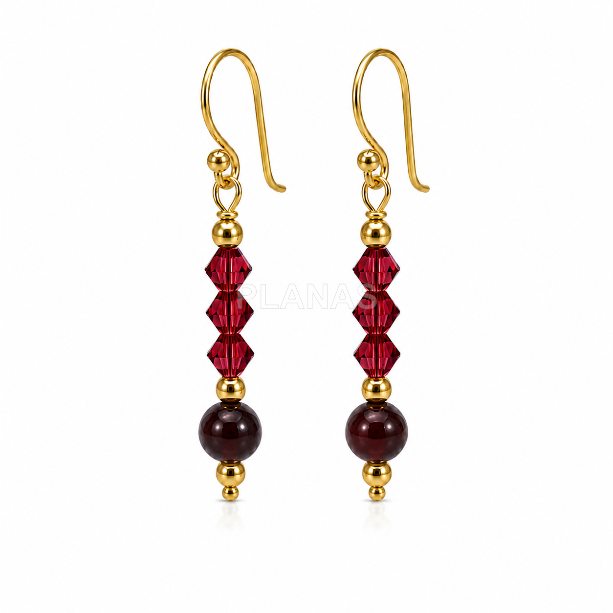 Brincos em prata de lei com banho de ouro, com componente swarovski e mineral. 