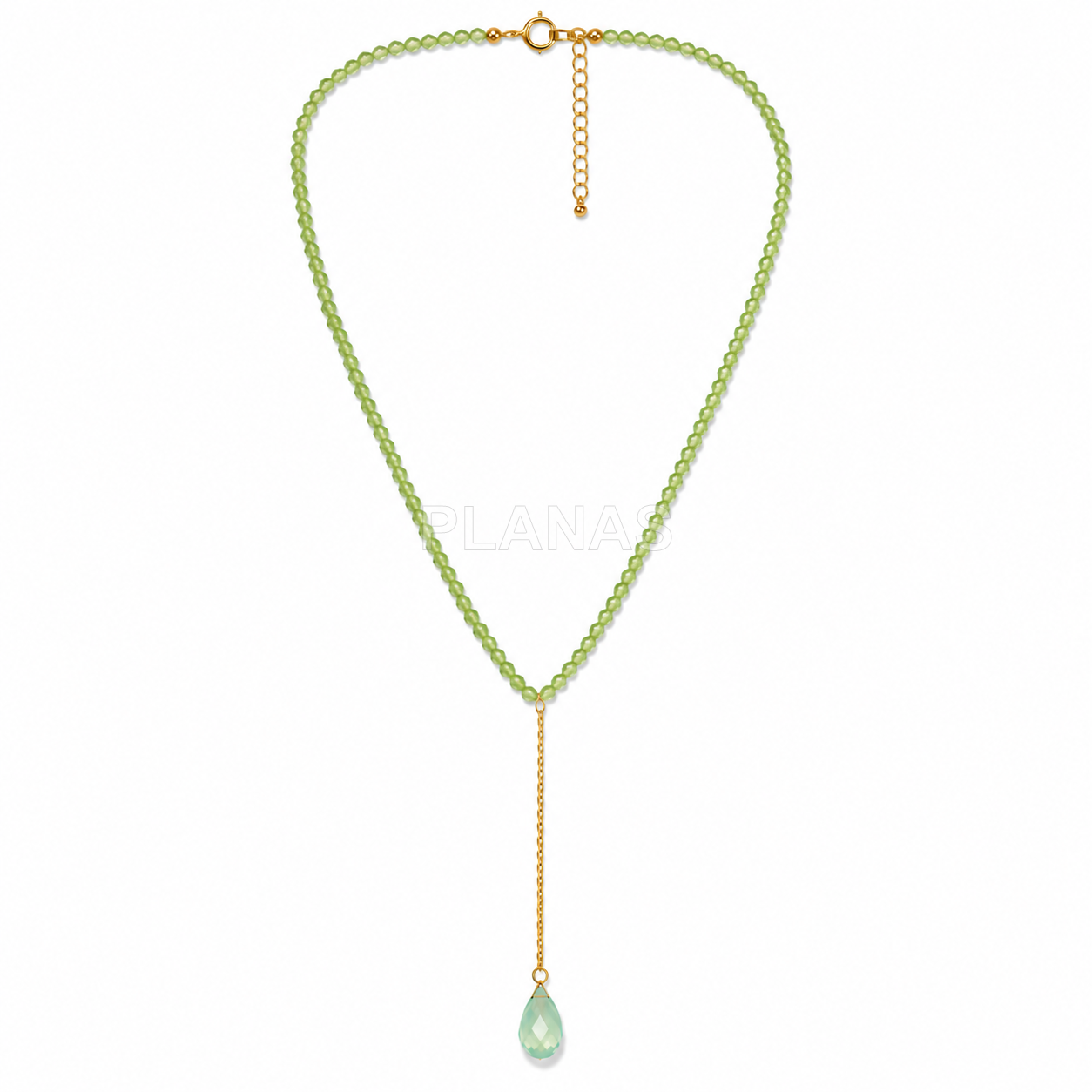 Collar cobradero con mineral facetado en Plata de ley y Baño Oro. LAGRIMA.