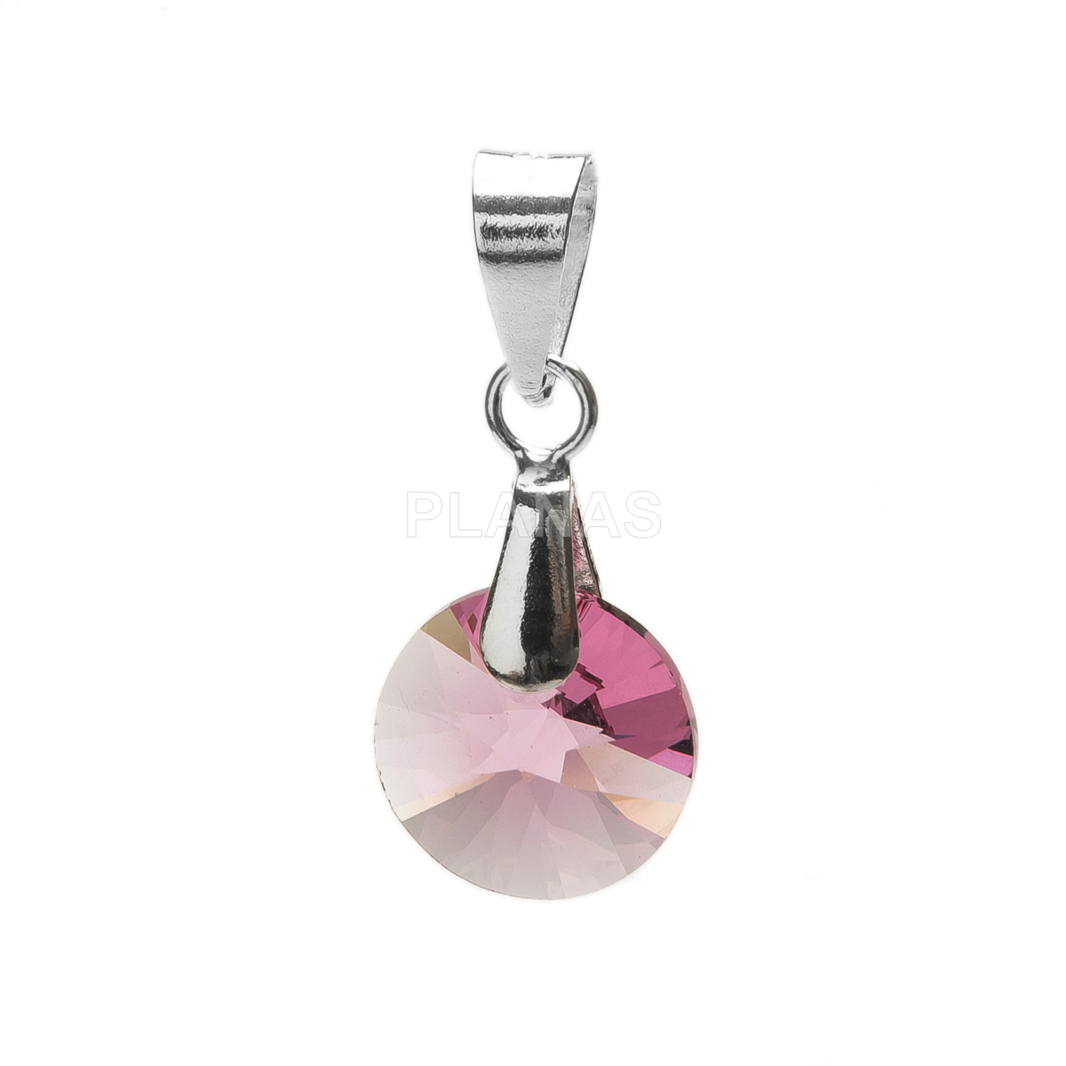 Pingente em prata de lei e cristal.  
