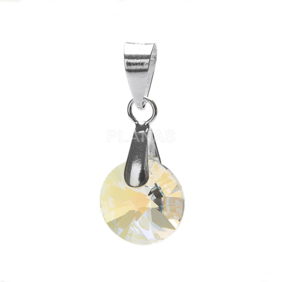 Pingente em prata de lei e cristal.  