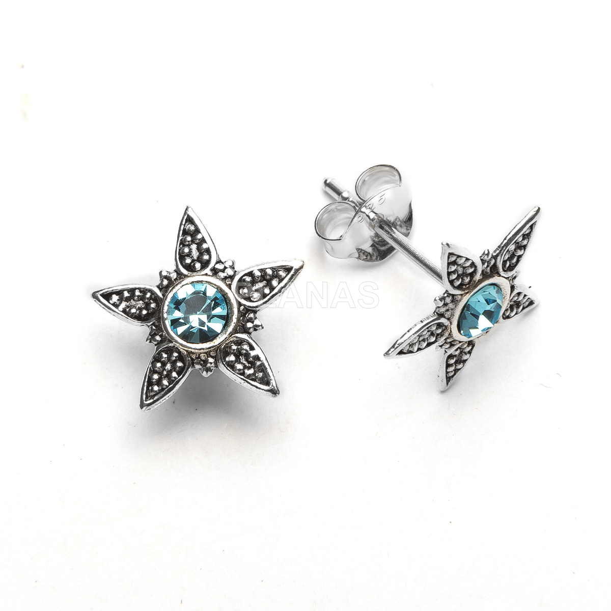 Brincos em prata de lei e zircônia cúbica. estrela.