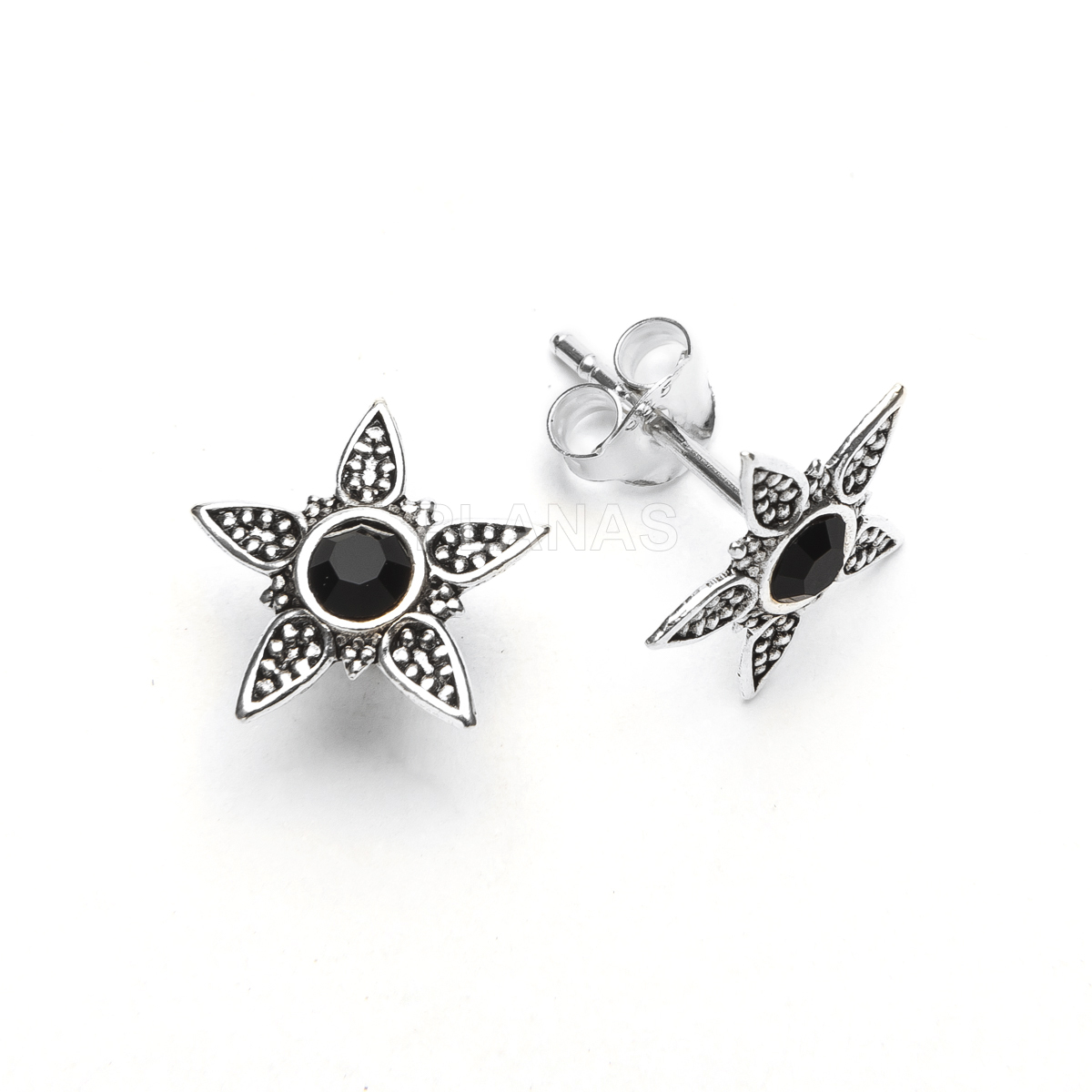 Brincos em prata de lei e zircônia cúbica. estrela.