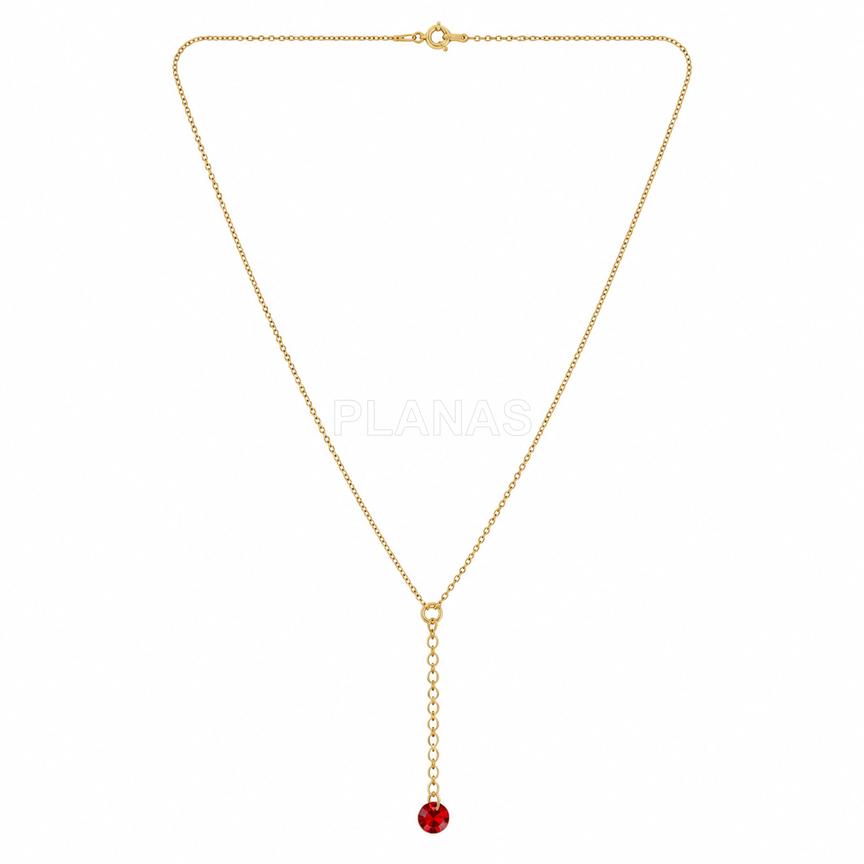 Conjunto de brincos e colar em prata de lei e banhado a ouro com componente swarovski.