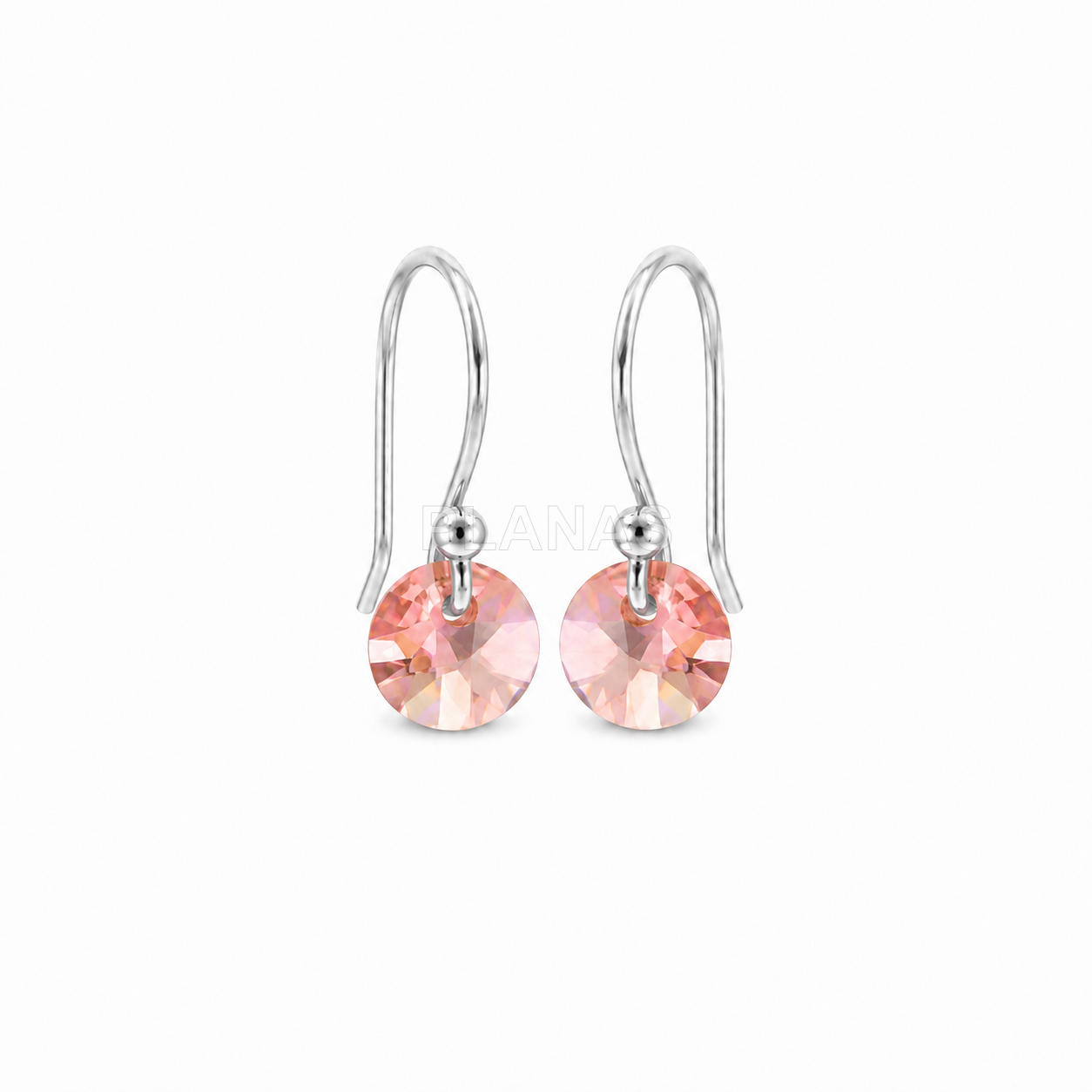 Brincos em prata de lei com componente swarovski rose peach. 