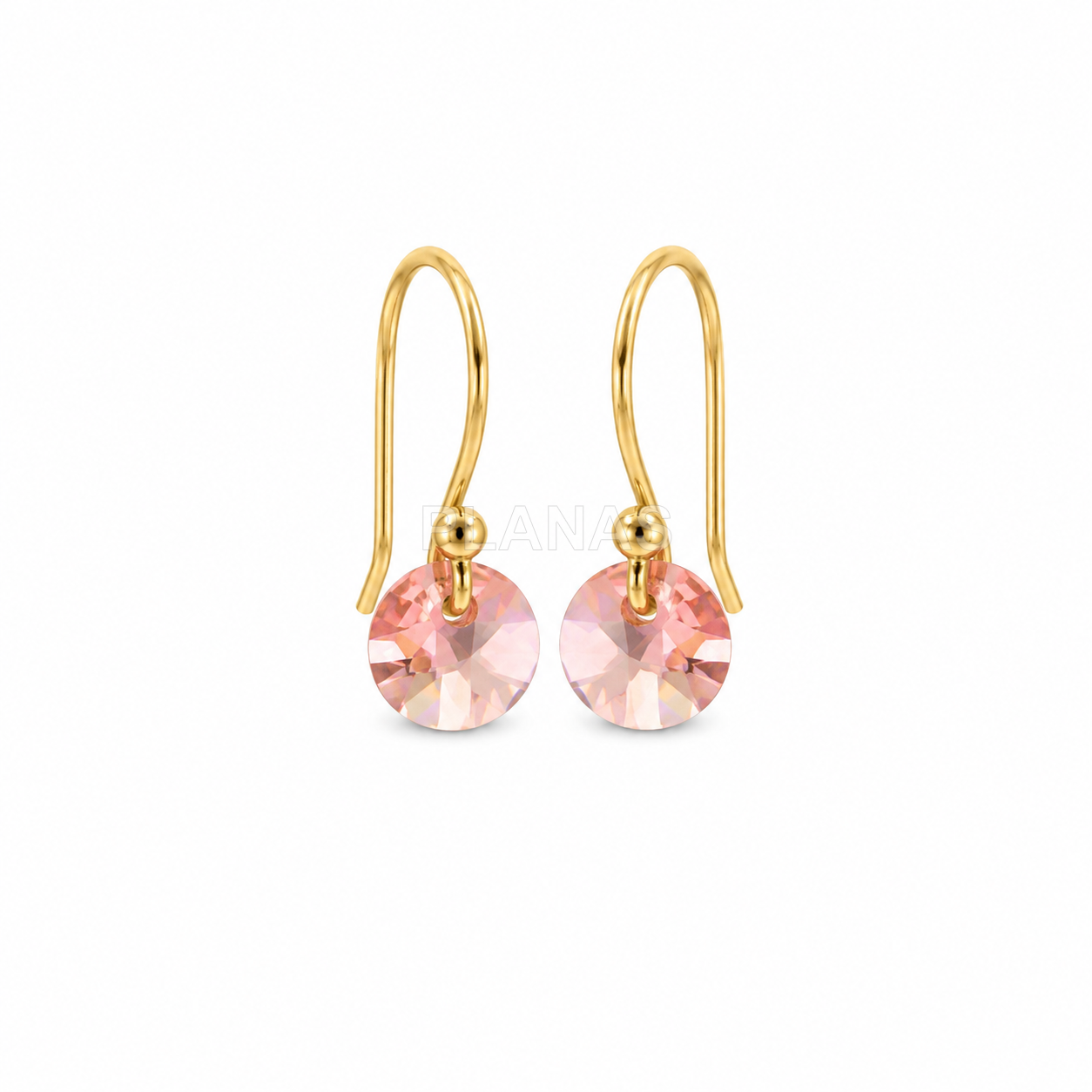 Brincos em prata de lei com componente swarovski rose peach. 