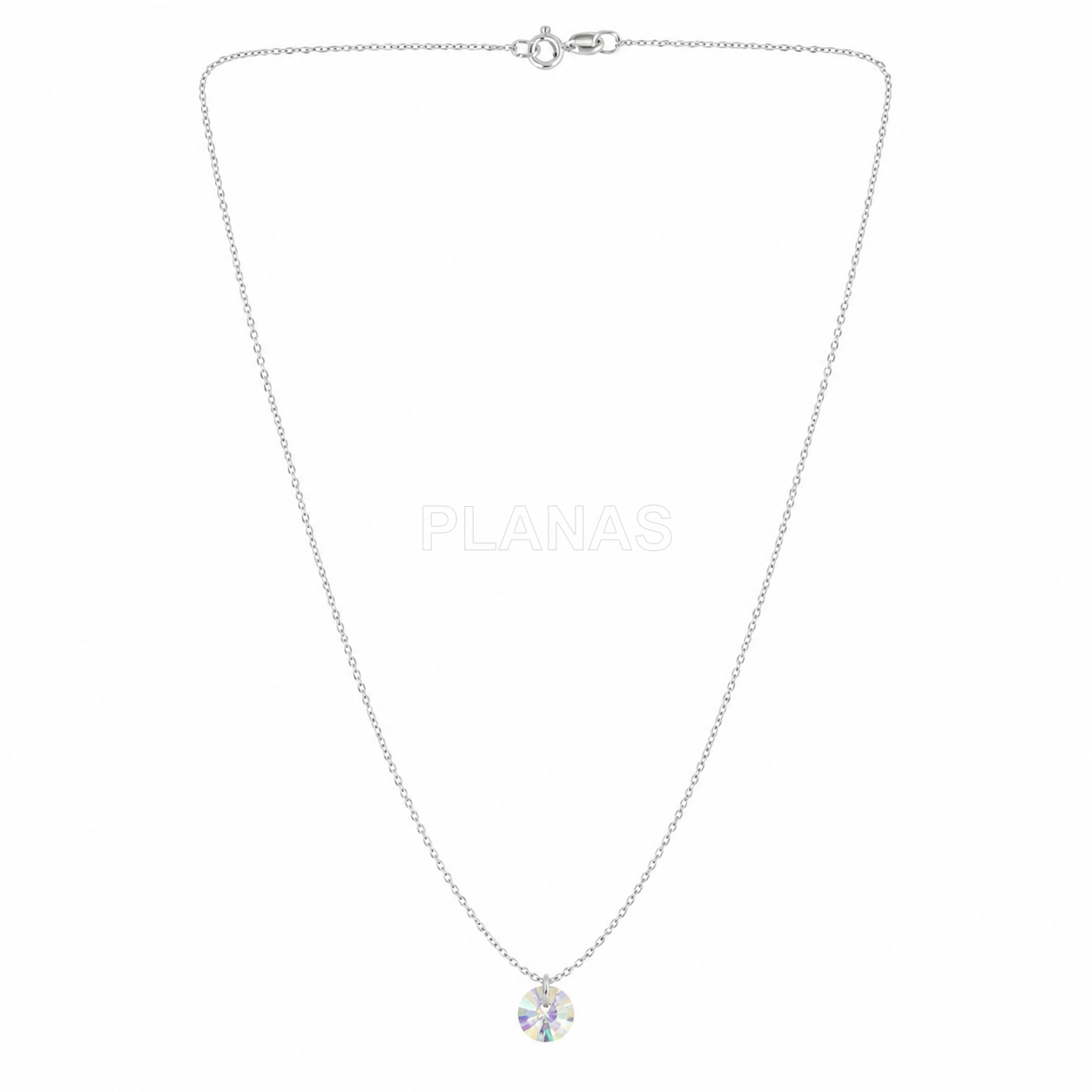 Colar em prata de lei com componente swarovski na cor ab.