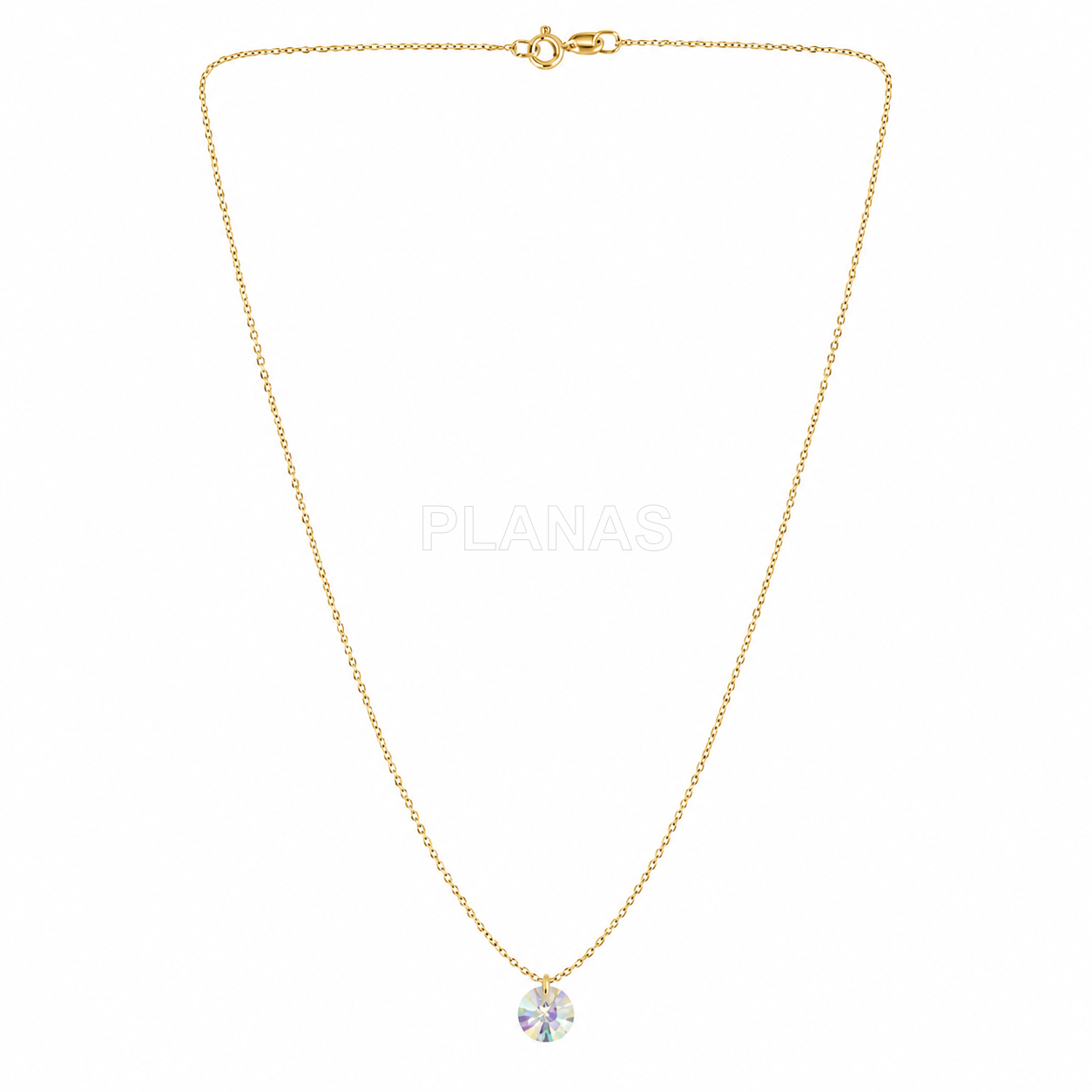 Colar em prata de lei com componente swarovski na cor ab.