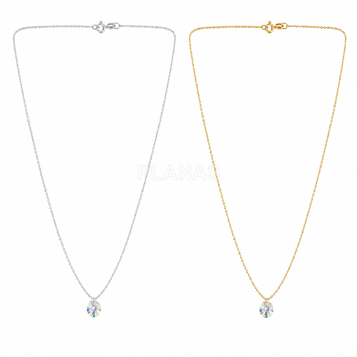 Colar em prata de lei com componente swarovski na cor ab.