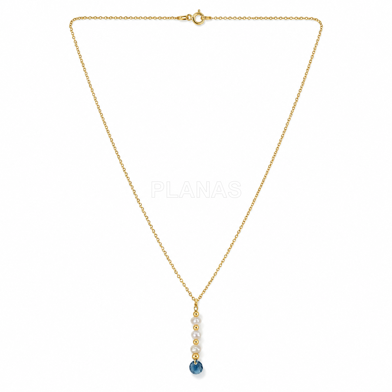 Conjunto de brincos e colar em prata de lei e banhado a ouro com componente swarovski.