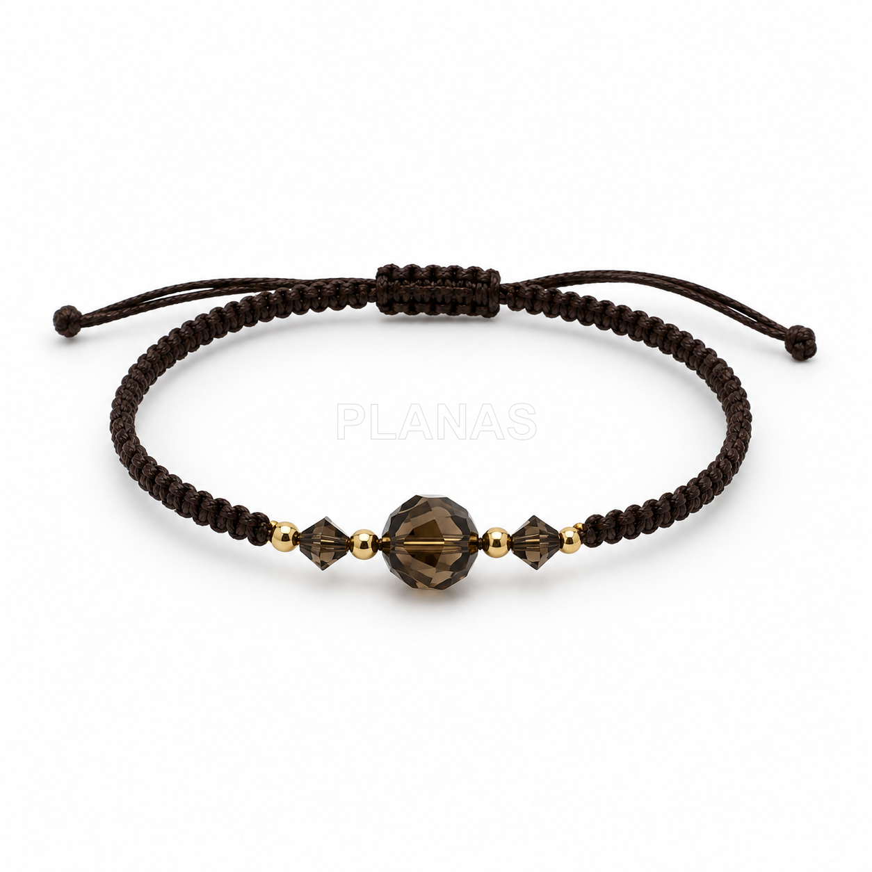 Pulseira de macramê em prata de lei e banhada a ouro com contas tupi e swarovski.