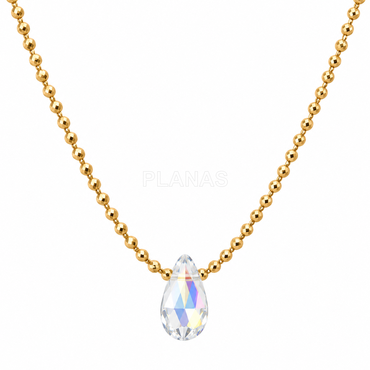 Colar em prata de lei com cristais swarovski. formato de gota.