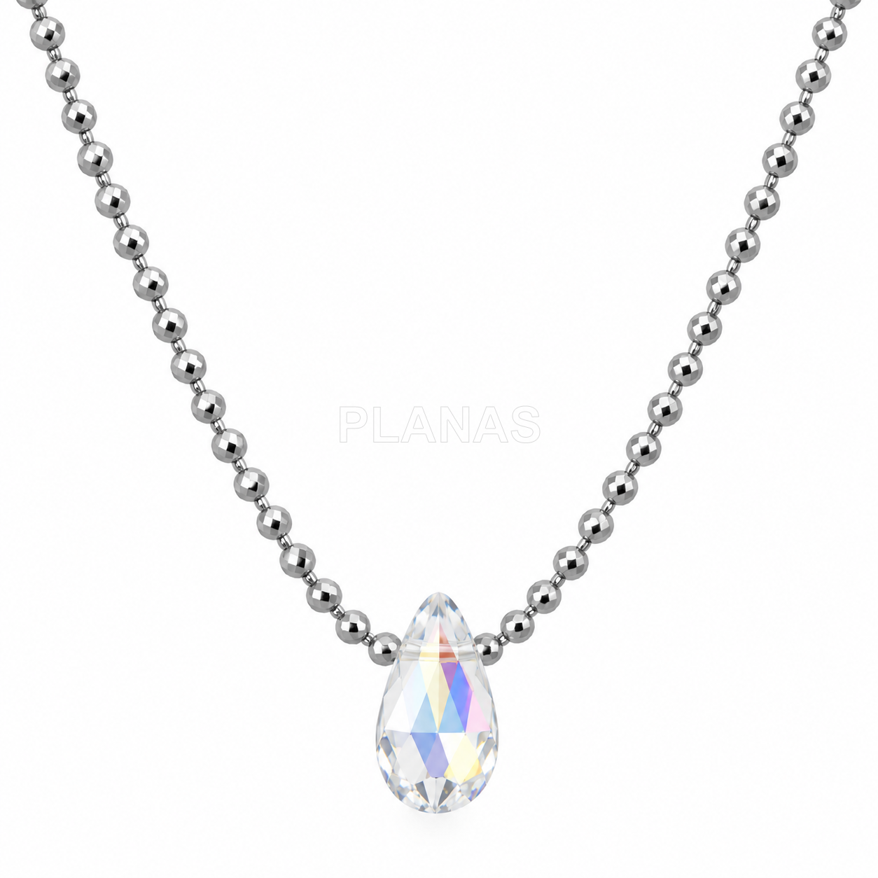 Colar em prata de lei com cristais swarovski. formato de gota.