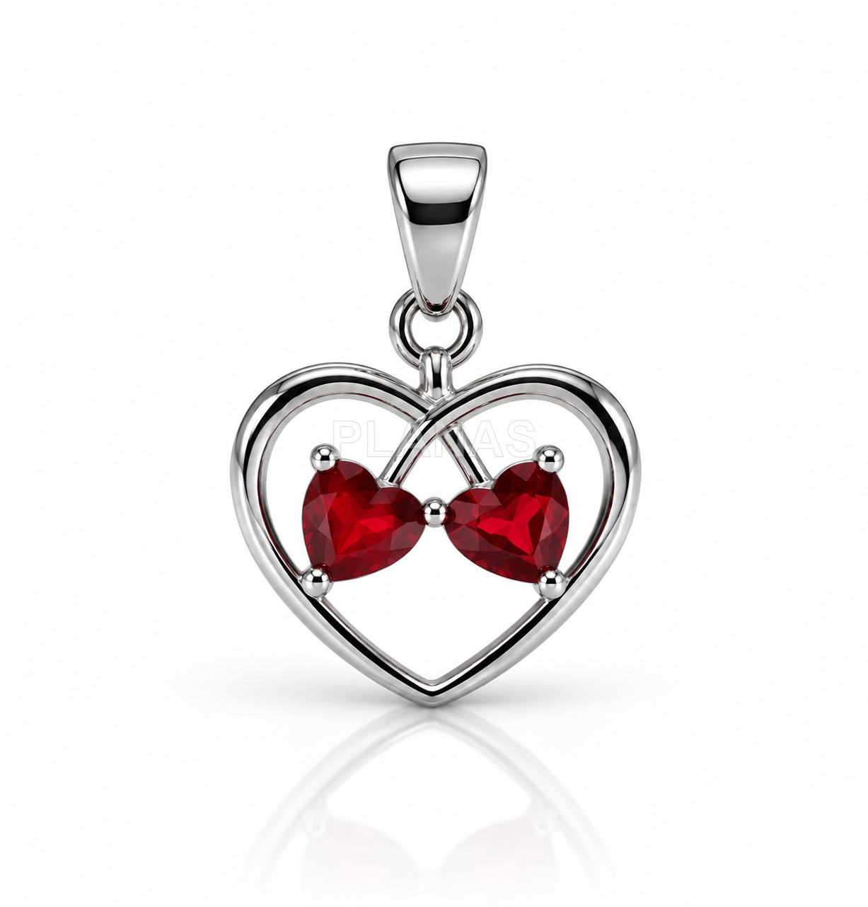 Colgante en Plata de ley rodiada y circonitas. CORAZÓN.