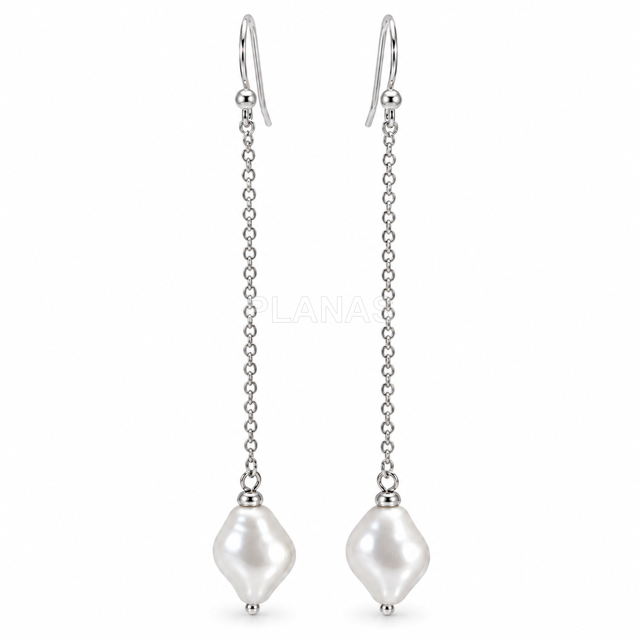 Pendientes en Plata de ley y perlas Componentes Swarovski. 