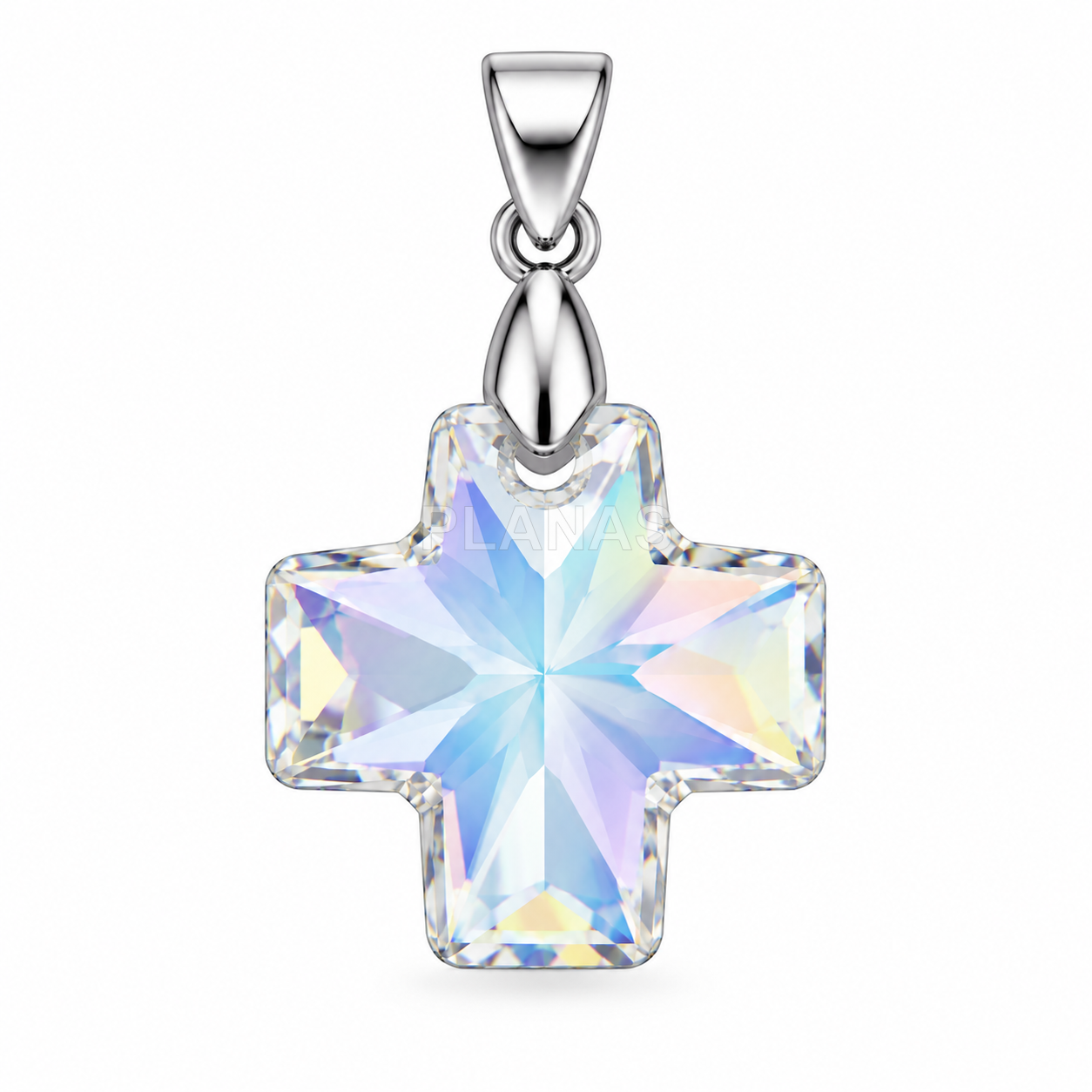 Colgante en Plata de ley con Componente Swarovski. CRUZ.