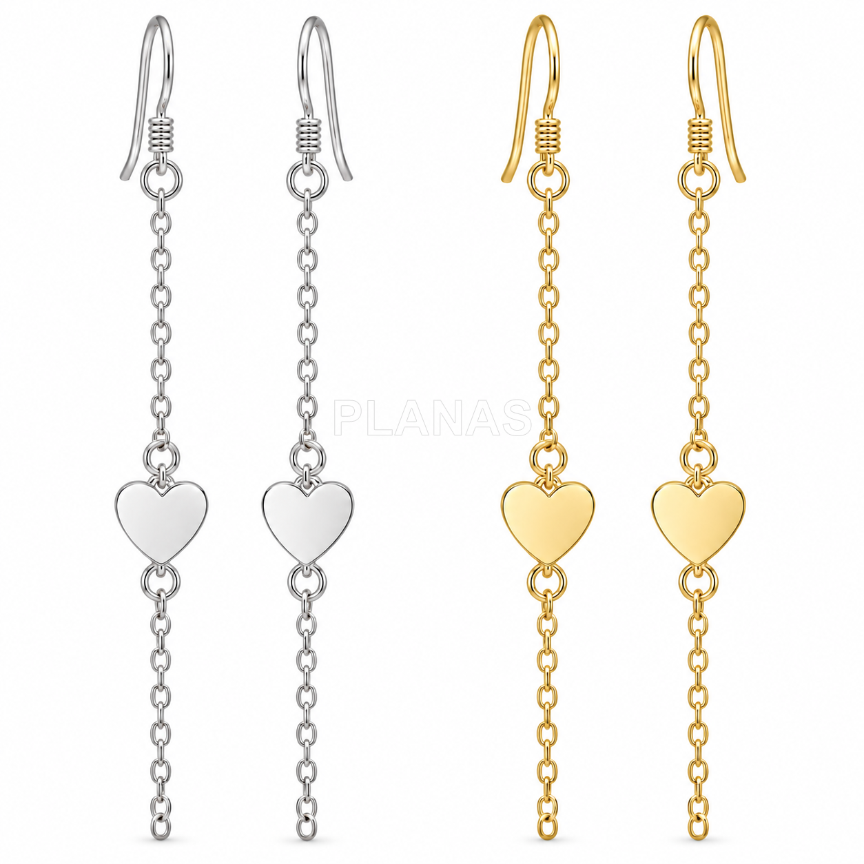 Pendientes en Plata de ley. CORAZON.