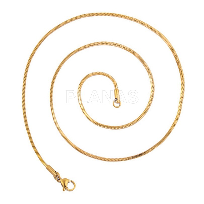 Cordón en Acero Inoxidable y Baño Oro.45cm.