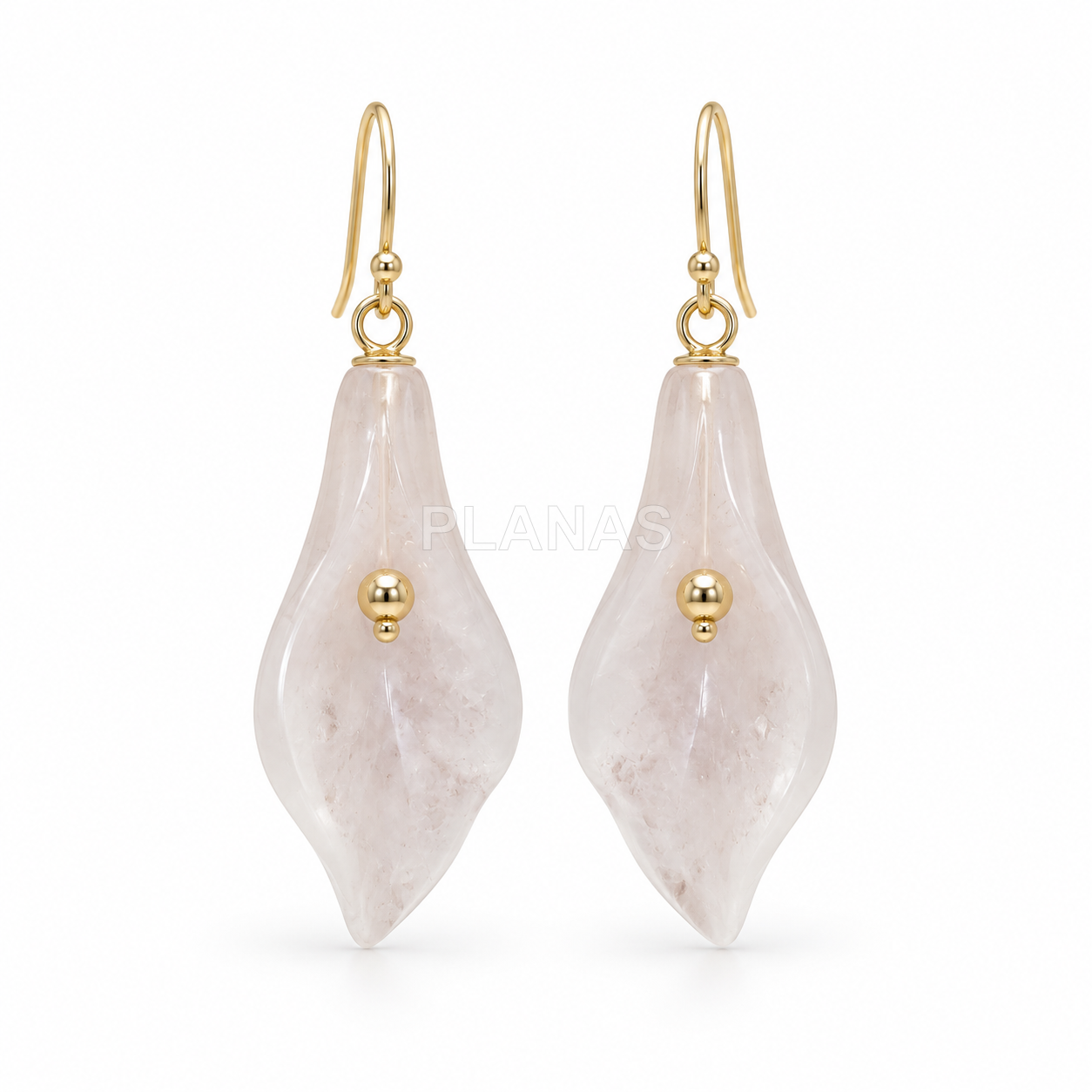 Conjunto de pingente e brincos em prata de lei com banho de ouro e quartzo. lily.  