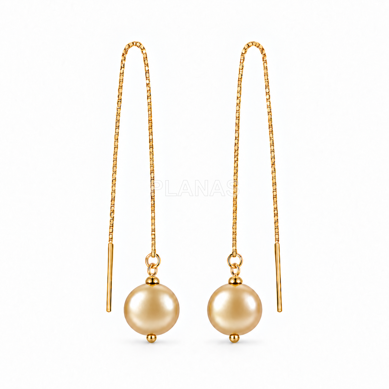 Pendientes en Plata de ley y Baño de Oro con Perla de Componente Swarovski de 10mm.