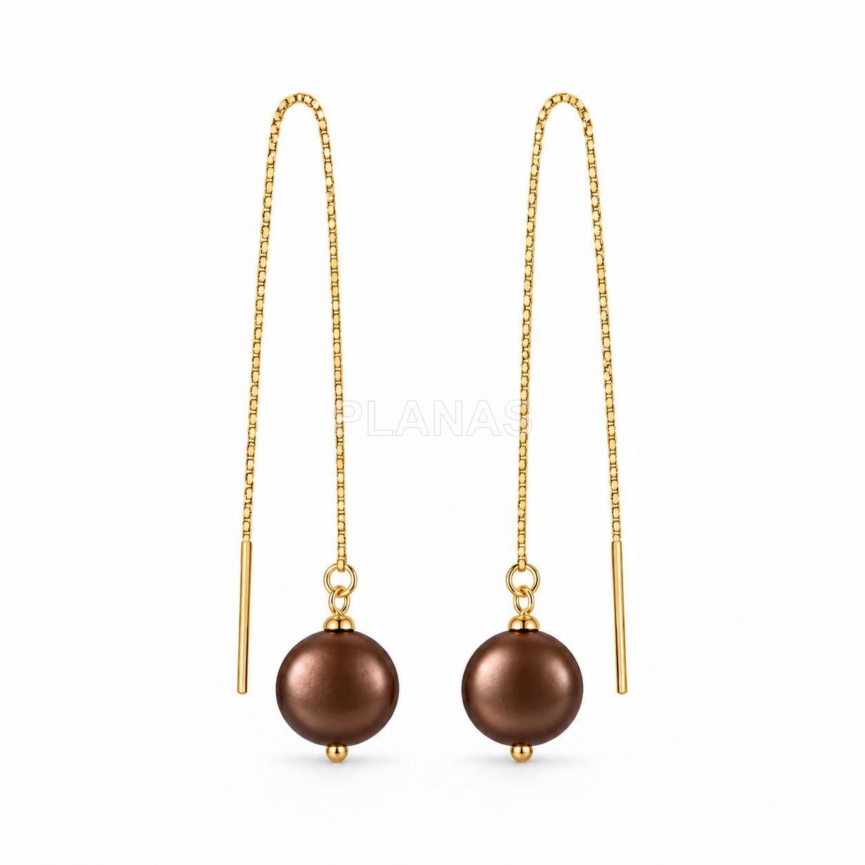 Pendientes en Plata de ley y Baño de Oro con Perla de Componente Swarovski de 10mm.