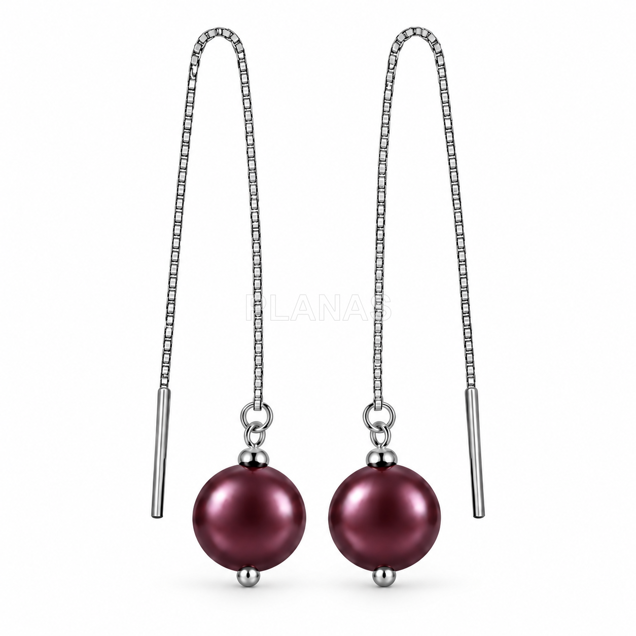 Brincos em prata de lei com banho de ródio e pérola swarovski de 10 mm.