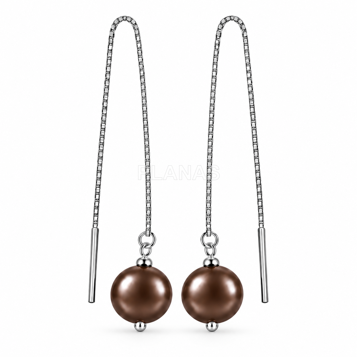 Brincos em prata de lei com banho de ródio e pérola swarovski de 10 mm.