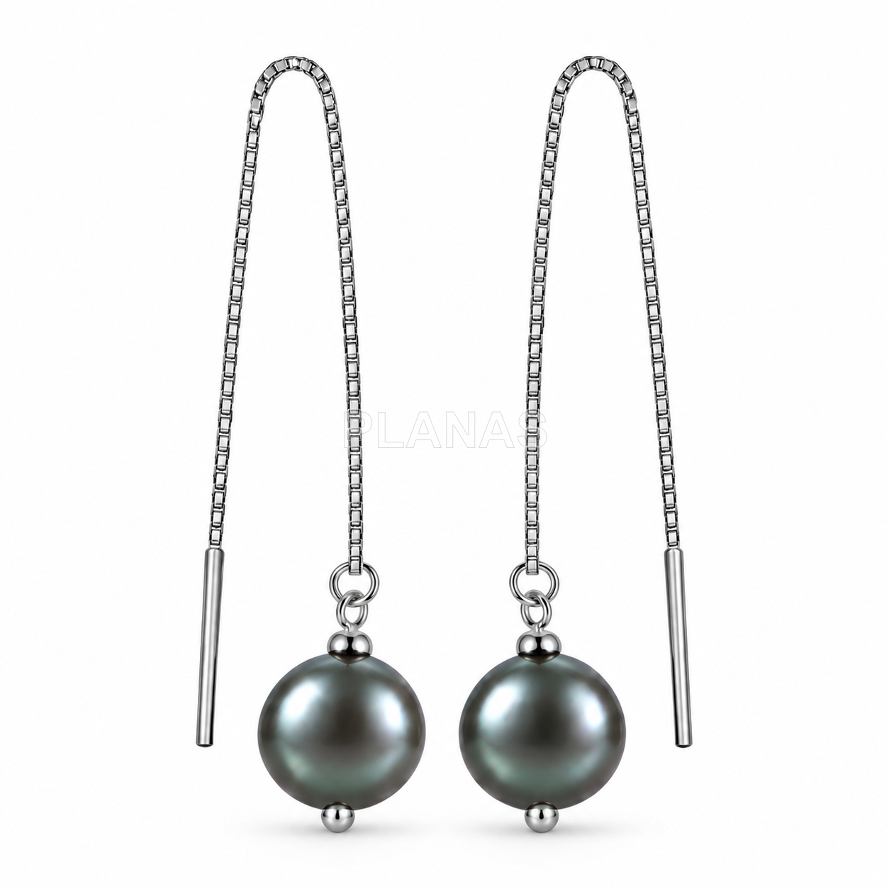 Brincos em prata de lei com banho de ródio e pérola swarovski de 10 mm.