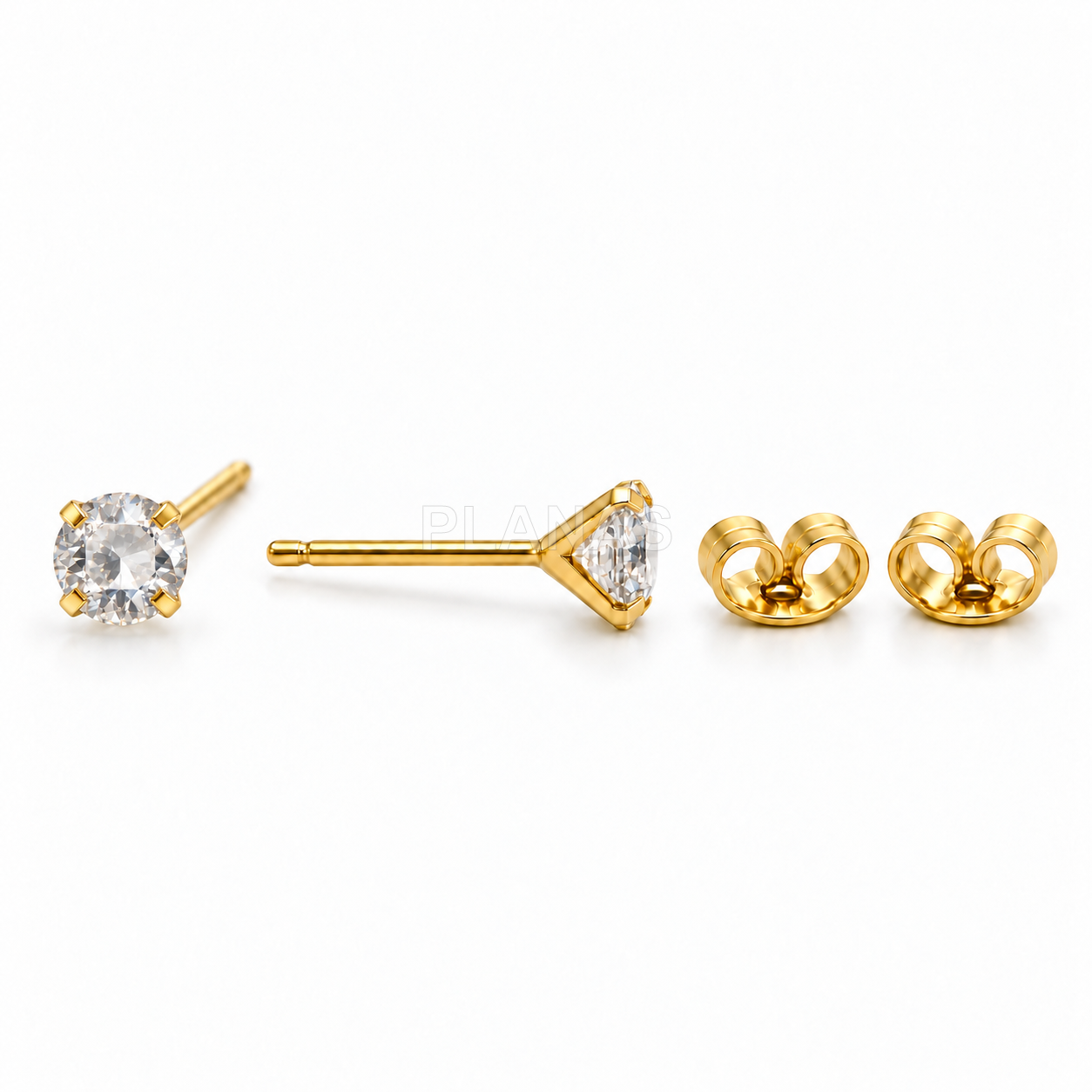 Brincos em prata de lei e banhados a ouro com zircônias cúbicas.  