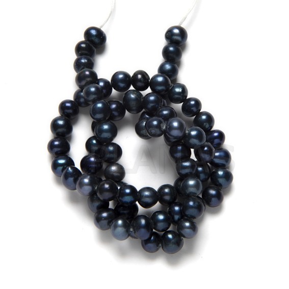Tiras de Perlas Cultivadas Azul. 5mm.