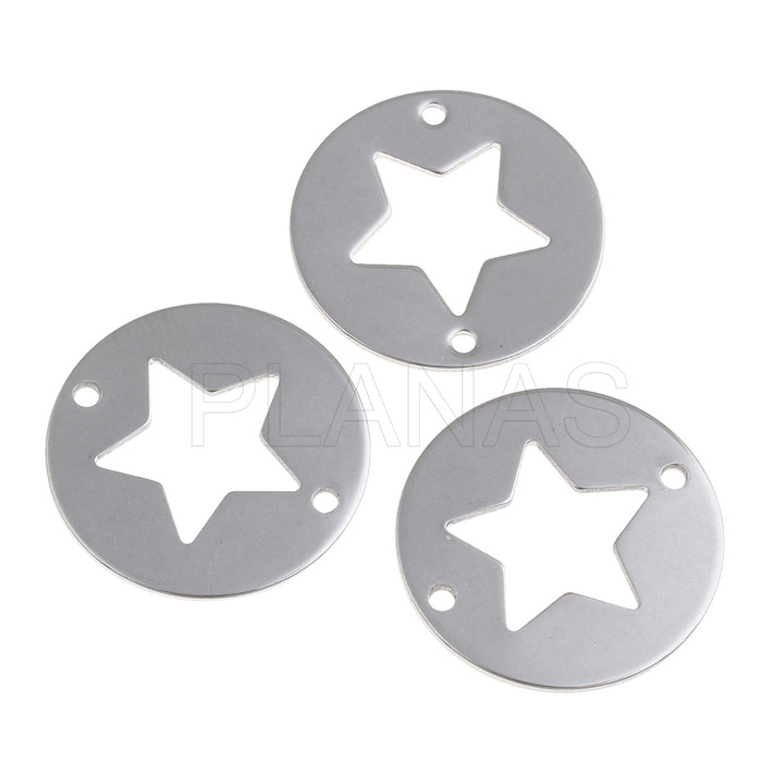 Stainless steel plate, with star.