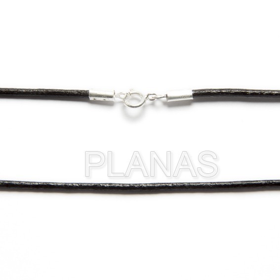 Choker in sterling silver and leather national 2mm.