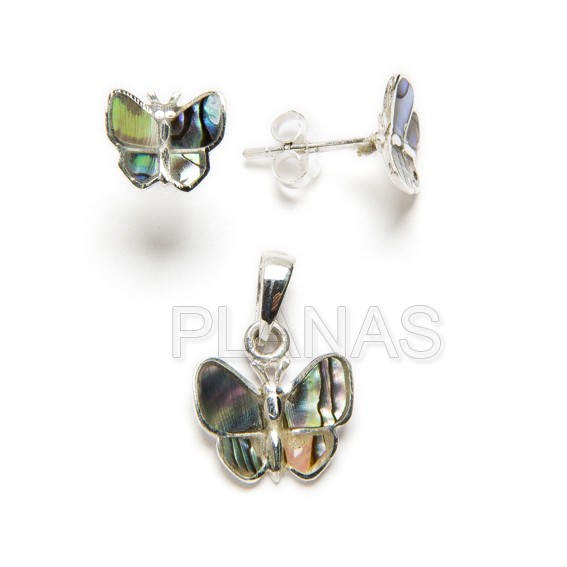 Set in sterling silver and abalone.mariposa.