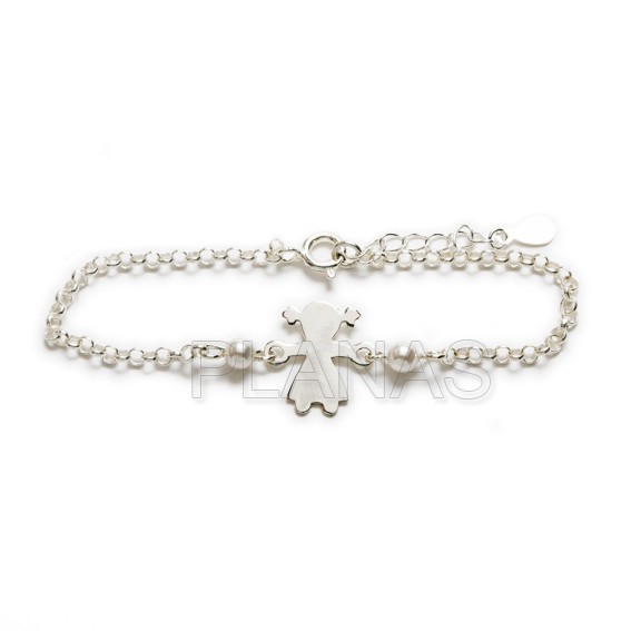 Girls bracelet in sterling silver and swarovski pearls.