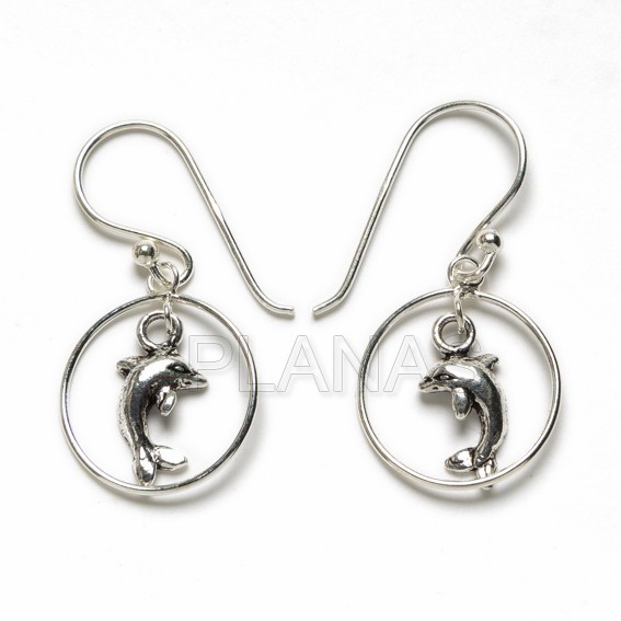 Pendientes en Plata de Ley.DELFIN.