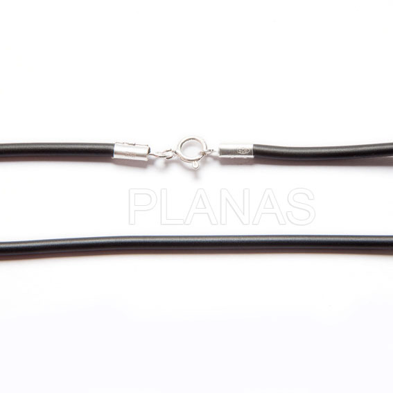 2,5mm rubber choker and sterling silver, pack 5 units.