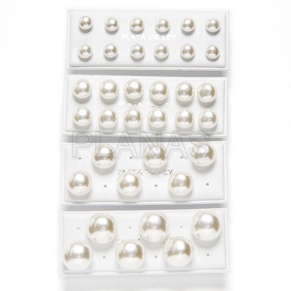 Silver earring pack 3 pairs perla sintetica