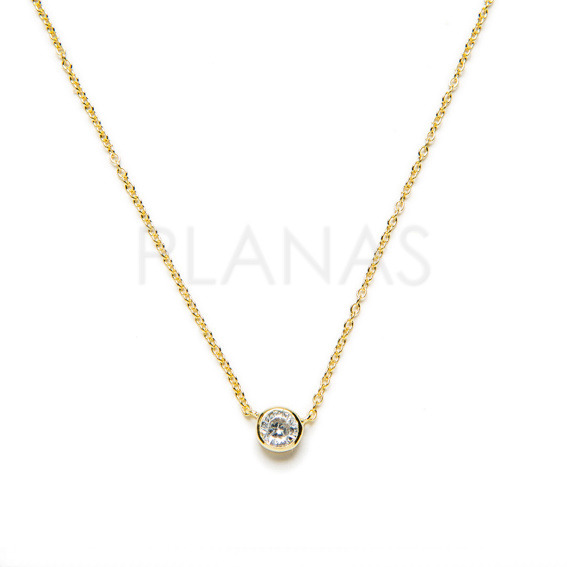 Collar en Plata de ley y baño oro con Circonita.4mm.