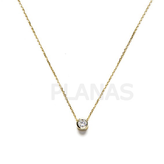 Collar en Plata de ley y baño oro con Circonita.5mm.