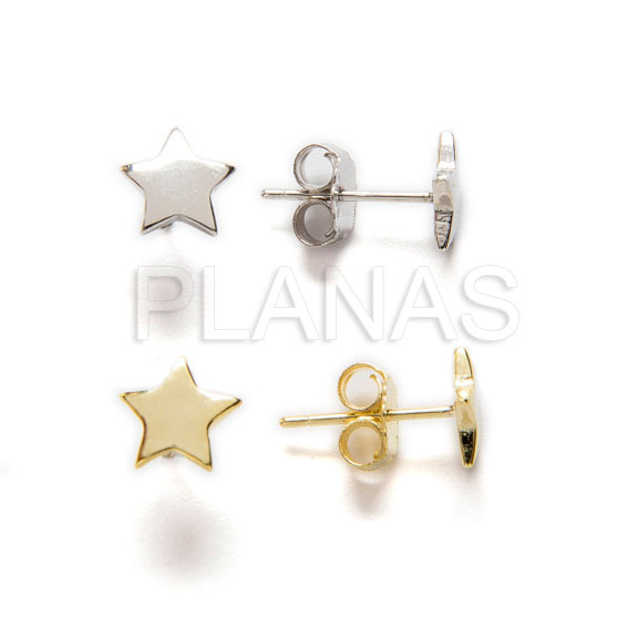 Pendientes en Plata de ley Rodiada .ESTRELLA.5mm.