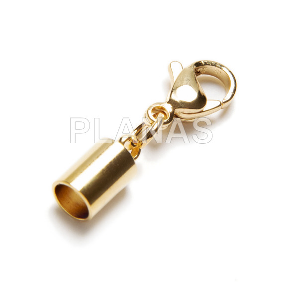 Terminal and carabiner in stainless steel and gold plating with 3mm hole.