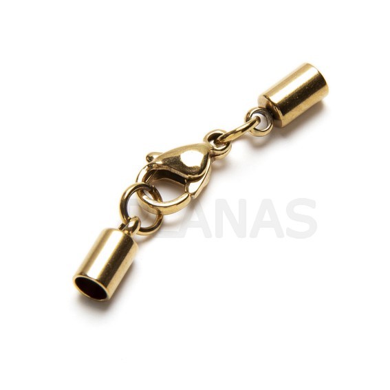 Terminals and carabiner in gold-plated stainless steel with 2.5mm hole.