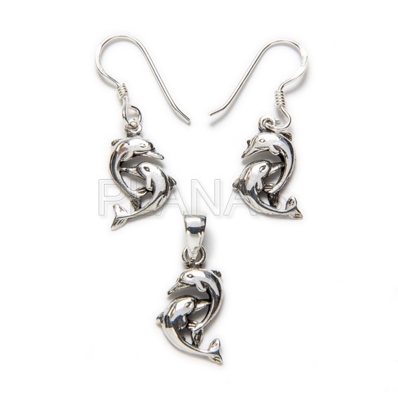 Set silver earrings and pendant