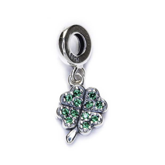 Sterling silver charm, clover.