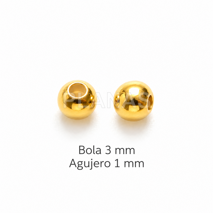 Bola en Plata de ley y Baño Oro de 3mm.