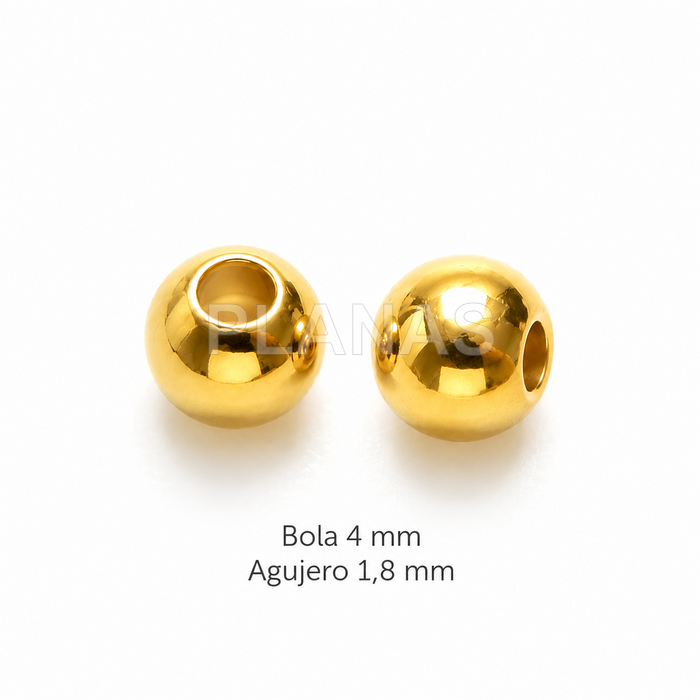 Bola en Plata de ley y Baño Oro de 4mm, interior 1,8mm.