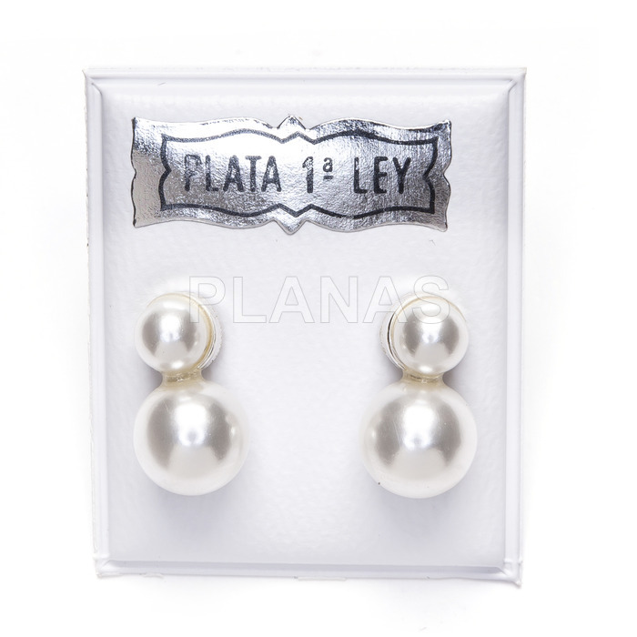 Sterling silver earrings and pearl sintetica.